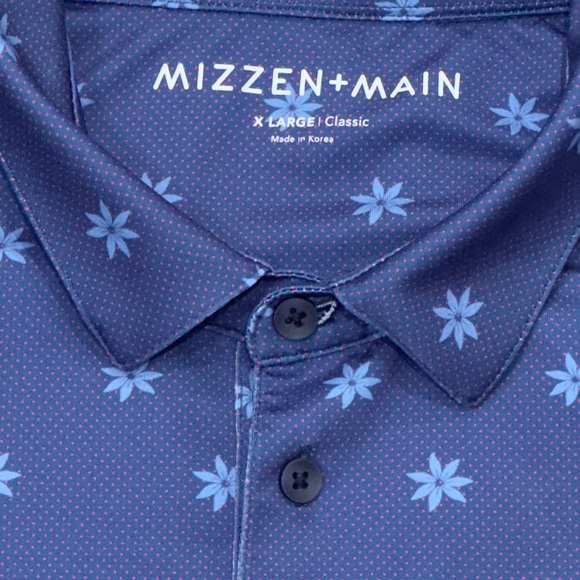 Mizzen + Main Men's Versa Golf Polo Shirt Set Sail Floral Dot Print XL Classic - Picture 5 of 8